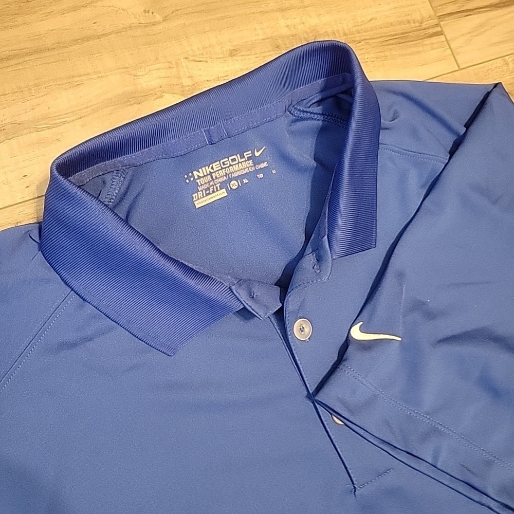Nike Golf Polo Tour Performance Shirt Blue XL Dri-Fit Lightweight Breathable